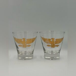 Vintage “Golden Eagle" Lowball Glasses Set of 2